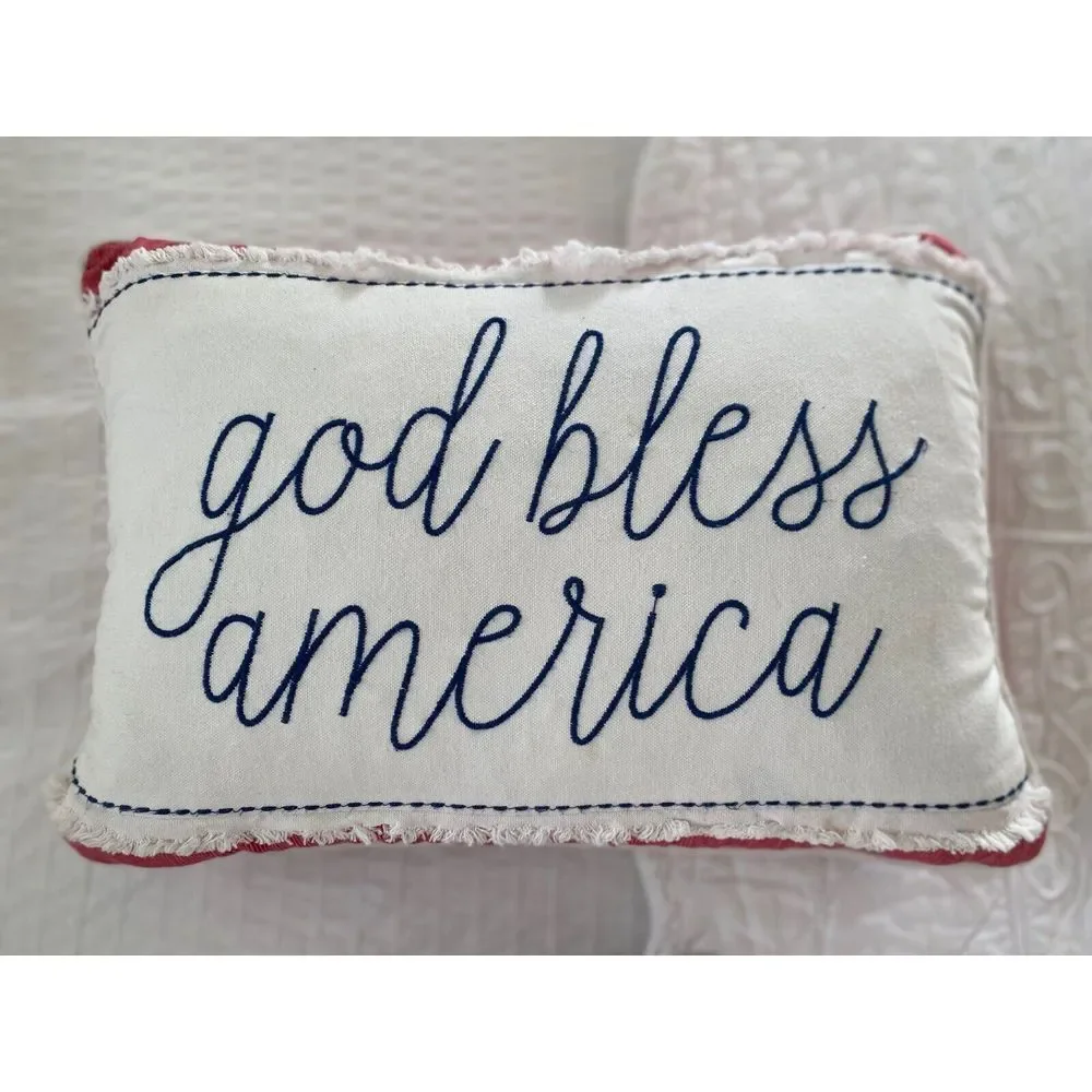 God Bless America & Home of the Brave Pillow Set 12 x 18 July 4 Independence Day
